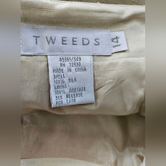 Vintage - Silk Tweeds Cream Pants Suit - Size 14 - Picture 8 of 13